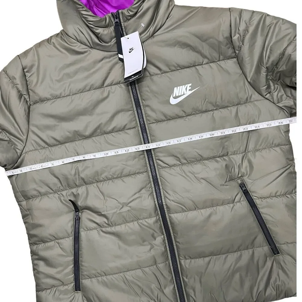 Nike Coat Women’s‎ 1X Green Puffer Back Center Swoosh Therma Fit Hoodie Full Zip